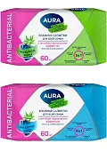 Aura tropic cocktail антибактериальные влажные салфетки 60 шт в ассортименте