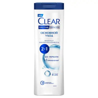 Clear 2в1 шампунь и бальзам ополаскиватель против перхоти основной уход против жирности и зуда 380 мл 