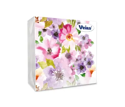 Veiro салфетки 3 слойные с рисунком акварель 33*33 20 листов 