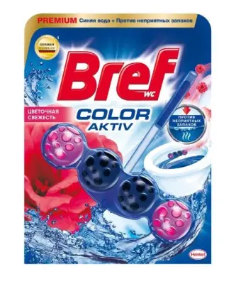 Bref color aktiv цветочная свежесть чистящий блок для туалета  50 г 