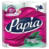 Hayat Papia туалетная бумага белая  с ароматом тропическая экзотика и рисунком трёхслойная 4 шт