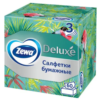 Zewa салфетки для лица 3 х слойные deluxe арома коллекция 60 шт 