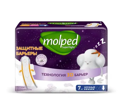 Molped прокладки женские гигиенические barrier protect ночные 7шт 