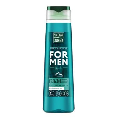 Чистая Линия for men гель для душа 3в1 nord ультрасвежесть мята и ледниковая вода 400 мл 