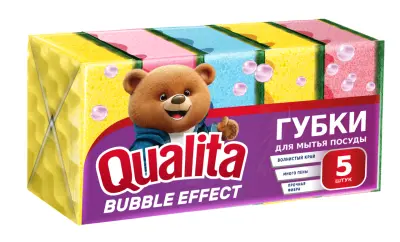 Qualita губки кухонные bubble effect 5 шт 