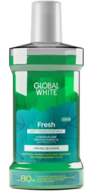 GLOBAL WHITE ополаскиватель освежающий с экстрактами оливы и петрушки ANTI-TОВАСCO EFFECТ 300мл 