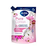 Aura pure cotton жид мыло 2 в1 для рук и тела хлопок и полевые цветы дой пак 450 мл