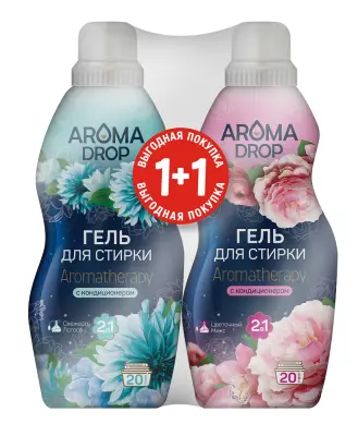 Набор aroma drop гель для стирки aromatherapy свежесть лотоса 1000 г + цветочный микс 1000 г 