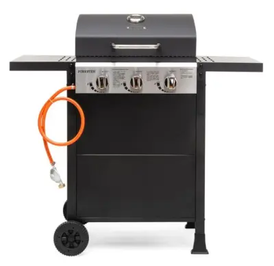 Forester газовый гриль 3-х конфорочный с пьезоподжигом чугунными решетками боковыми складными столиком 