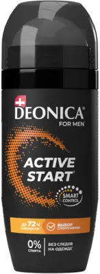 Deonica for men антиперспирант active start ролик 50 мл 