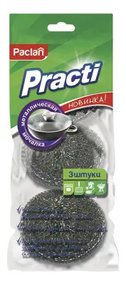 Paclan мочалка металлическая малая 3шт 