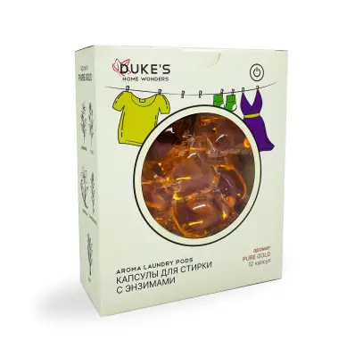 DUKE'S HOME WONDERS Капсулы для стирки белья с энзимами, аромат 'Pure Gold', 12 шт 