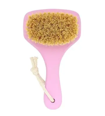 Lei массажная щетка  для сухого массажа тампико с покрытием розовая 