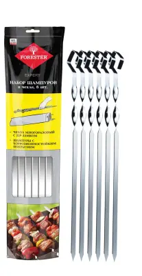 FORESTER Набор шампуров малых.  (6шт), никел. сталь(12) P 
