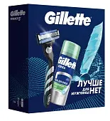 Подарочный набор gillette mach3 с 1 кассетой + гель для бритья для чув кожи алоэ 75 мл