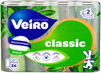 Veiro туалетная бумага classic 2 х слойная белая 24 шт 