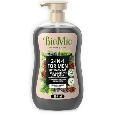 BioMio Bio shower body hair gel мята и кедр гель шампунь мужской для душа 650 мл экспортный вариант 