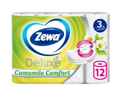 Zewa туалетная бумага deluxe 3 х слойная ромашка 12 шт 