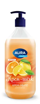 Aura family крем мыло шёлк и цитрус new флакон дозатор 1000 мл 
