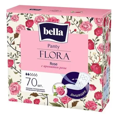 Bella прокладки ежедневные panty flora rose 70 шт уп с ароматом розы 