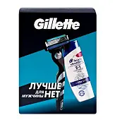 Подарочный набор gillette mach3 с 1 кассетой+ head and shoulders шампунь основной уход 200 мл