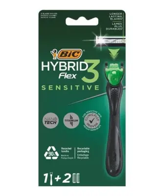 BIC FLEX 3 HYBRID SENSITIVE Станок+2 кассеты (три лезвия) 