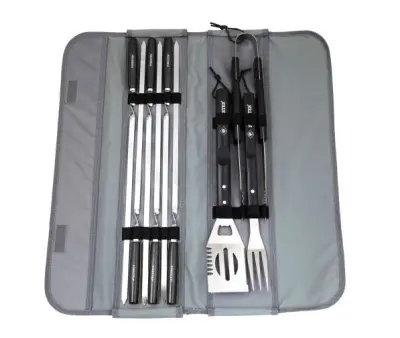 Forester Набор для гриля: вилка, лопатка, щипцы, 6 шампуров 55 см, в чехле 