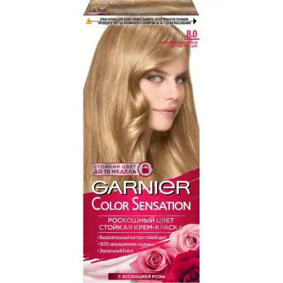 Garnier Color Sensation стойкая крем краска для волос оттенок 8.0 переливающийся светло русый 
