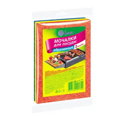 Insula мочалки для посуды абразивные 3 шт 