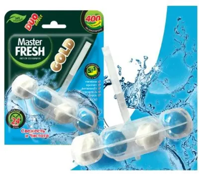 Master FRESH gold подвесной блок для унитаза duo effect 400 смываний 5в1 морской 1шт 