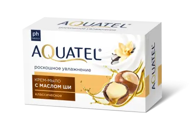 AQUATEL крем мыло твердое классическое масло ши 90 г 