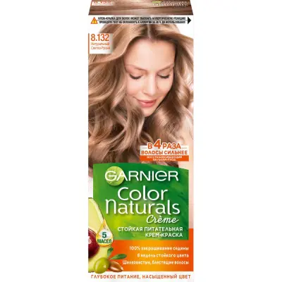 Garnier стойкая питательная крем краска для волос color naturals оттенок 8.132 натуральный светло русый 
