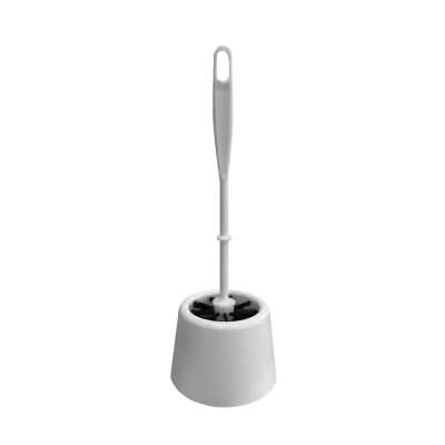 Azur комплект для туалета ерш + подставка мини белый с черной щетиной 