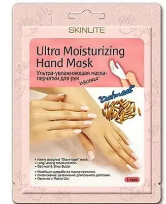 Skinlate ультра увлажняющая маска перчатки для рук овсянка 