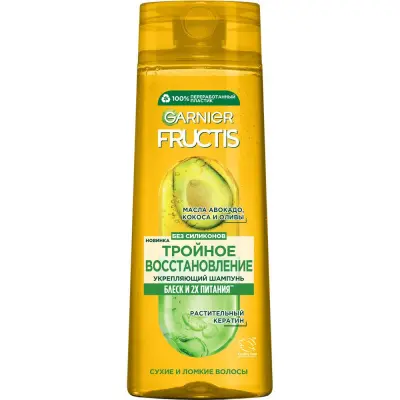 Fructis укрепляющий шампунь тройное восстановление для сухих и ломких волос 400 мл 