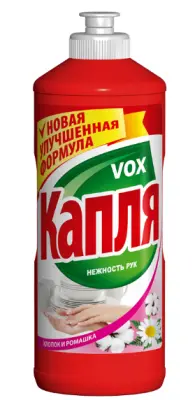 КАПЛЯ VOX средство для мытья посуды нежность рук  фито эффект хлопок и ромашка 500 г 