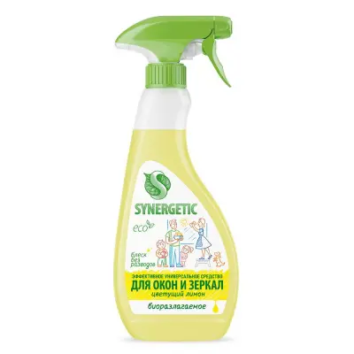 Synergetic средство биоразлагаемое для мытья окон зеркал мониторов и стеклянных поверхностей цветущий лимон триггер 500 мл 