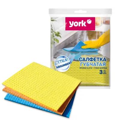 York салфетка губчатая 3 шт 