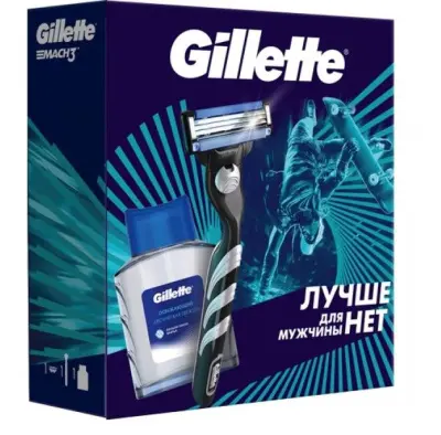 Подарочный набор gillette mach3 с 1 кассетой + gillette лосьон после бритья arctic Ice 50 мл 