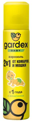 Gardex Baby Аэрозоль от комаров и мошки для детей с 1 года, 80 мл 