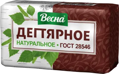 ВЕСНА народное туалетное мыло дегтярное в пленке 140г 