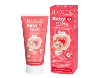 Rocs baby зубная паста для малышей нежный уход яблоко 45 гр 