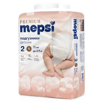 Mepsi детские подгузники premium s 4 9 кг 72 шт 