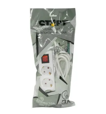 Старт удлинитель сетевой S 3x3-ZDV 3 розетки 3 метра 