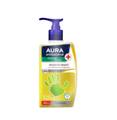 Aura жидкое мыло с антибактериальным эффектом деликатное ромашка 300 мл 