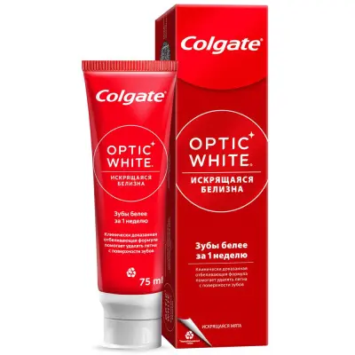 Colgate optic white зубная паста искрящаяся мята отбеливающая 75 мл 