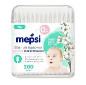 Mepsi детские ватные палочки спиралевидная намотка 200 шт