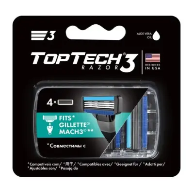 top tech razor 3 сменные кассеты мужские 4 шт совместимы с gillette mach3 