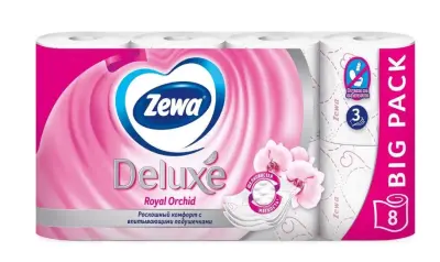 Zewa туалетная бумага deluxe 3 х слойная орхидея 8 шт 