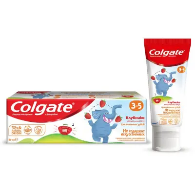 Colgate зубная паста детская  3-5 защита от кариеса с фторидом для детей от 3 до 5 лет со вкусом клубники 60 мл 